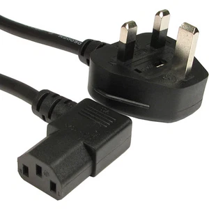 2M UK Plug to IEC Kettle Cable Lead 90 Degree Right Angled C13 Mains Power 5A - Picture 1 of 1