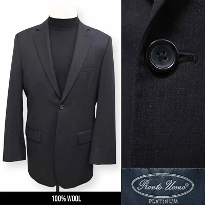 PRONTO UOMO PLATINUM mens solid charcoal SLIM sport coat suit jacket blazer 40 L - Image 1 of 4