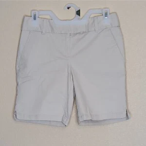 Ann Taylor Loft Shorts Womens Size 0 Cream The Rivera Short Chino Solid Cotton - Picture 1 of 10