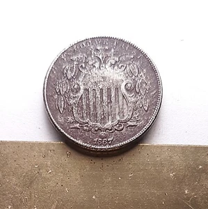 V25) 1867 Escudo Níquel (5c), Sin Rayos. Problemas.  Detalles de VF a EF. - Imagen 1 de 2