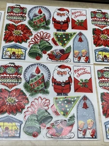 5+ Sheets Of Vintage Christmas Stickers Or Seals Retro Artwork 54 Total Festive - Picture 1 of 15