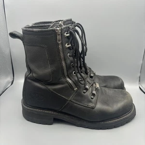 Victory Double Zipper PM416 Motorcycle Boots Size 12 Black Leather - Picture 1 of 8