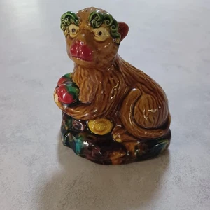 Vintage Koji Cochin Monkey Chinese Zodiac Glazed Pottery Figurine Multicolor - Picture 1 of 15