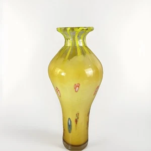 Vaso vintage vetro di Murano Sunburst Italia giallo e arancione pesante art deco - Foto 1 di 11