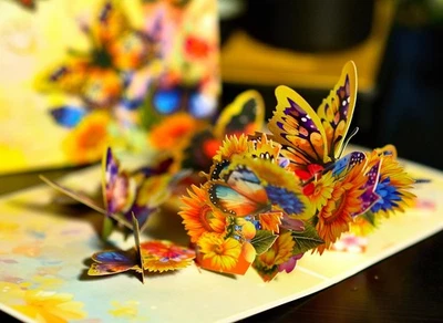 3D 弹出蝴蝶卡生日、情人节、母亲节、婚礼 — 第 1/4 张图片