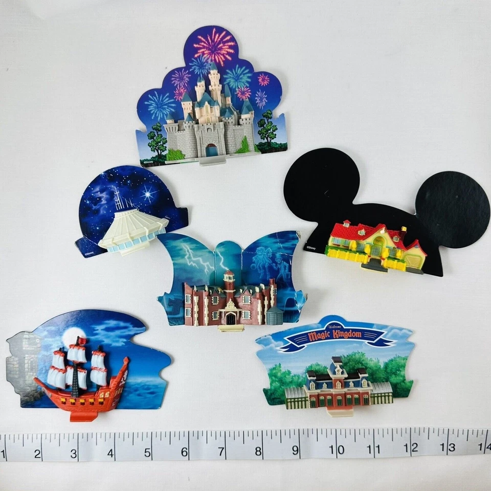 Disney Magic Kingdom Board Game Replacement Pieces 3-D  6pc ATTRACTION BUILDINGS - Image 1 of 4