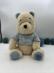 2000s Disney Store Winnie the Pooh Pastel Baby Blue Shirt Knit Plush Toy 12" - Picture 1 of 17