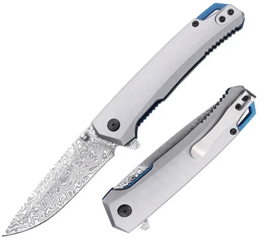 Cuchillo Plegable Asistido MTech 3.5" 3Cr13 Hoja de Acero Gris/Azul Mango de Aluminio Foto 1 de 3