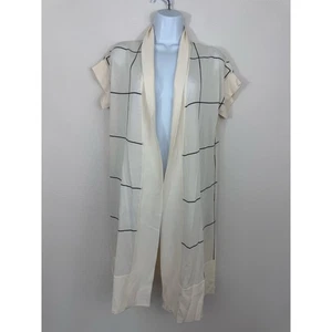 Anne Klein Open Front Cardigan Women’s XXS/XS NWT $129 Cream Windowpane Duster - Picture 1 of 7