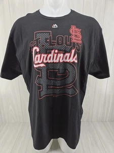 St. Louis Cardinals Shirt Large Baseball MLB Black Majestic Mens Size 2XL - Picture 1 of 11