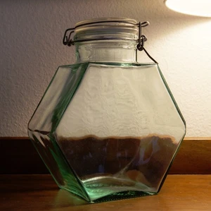 Großes Octaganal Hermetic Glas Grün Glas Italienisch - Bild 1 von 6