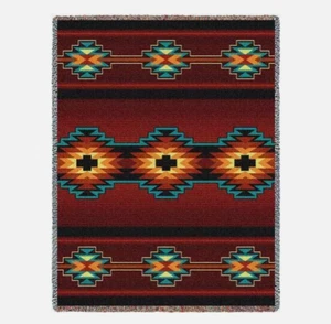 Esme Southwest Red Tapestry Throw Afghan Blanket 72 x 54 - Brand New in Package - Picture 1 of 5