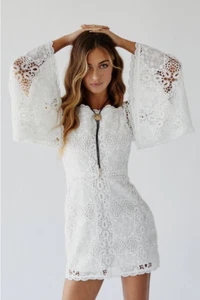 Alice McCall Diamond Veins Mini Dress Size AU12 US8 White Lace Mini - Bild 1 von 13