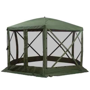 12 ft. x 12 ft. Green/Black 6-Sided Hexagon Hub Gazebo Screen Tent Mesh Net - Picture 1 of 5