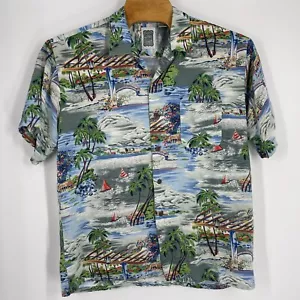Genuine Ocean Current Mens XL Blue Hawaiian Short Sleeve Button Up Shirt - Picture 1 of 5