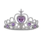1X(Woman Wedding Faux Rhinestone Crown Headband Silver Tone Purple H3E1)