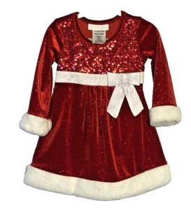 Vestito natalizio Bonnie bambina taglia 12 mesi rosso velluto paillettes - Foto 1 di 7