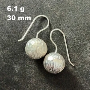 ARTISAN SILVER EARRINGS CRAFT VINTAGE DANGLES 6g Moonlit Gleam BALL #A310 - Picture 1 of 5