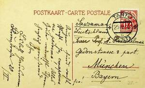 SEPHIL ESTONIA 1928 12s ON POSTCARD FROM TARTU TO MUENCHEN GERMANY