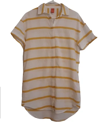 Red Carter Natalie 束腰外衣女式 XS 黄色白色条纹口袋 — 第 1/4 张图片