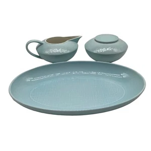 Villeroy and Boch Turqouise Cream & Sugar, 1748 w/ Additional Serving Oval Plate - Picture 1 of 12