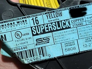 Encore Wire & Cable  #16awg 26 Stranded TFFN/AWM/MTW Building Wire Yellow /100ft - Picture 1 of 4
