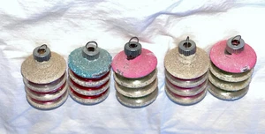 Vintage Atomic UFO MCM Lantern Shiny Brite Christmas Ornaments Sugared Mica - Picture 1 of 15