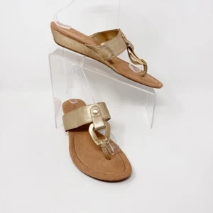 Sandalo donna Alfani marrone oro goffrato pelle vegan slip on TG 9,5 VEDI FOTO - Foto 1 di 11