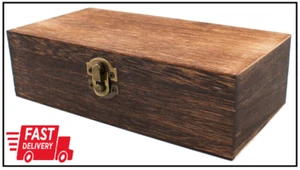 Wood Storage Box with Lid Solid Wood Container Box Decorative Table Large Rectan - Picture 1 of 2