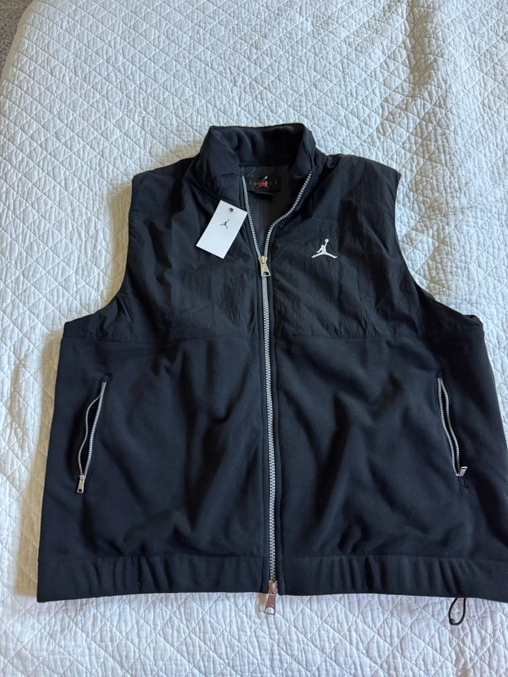 Jordan Vest Mens XL Black Full Zip FD8628-010 Fleece Nylon Sleeveless Jacket