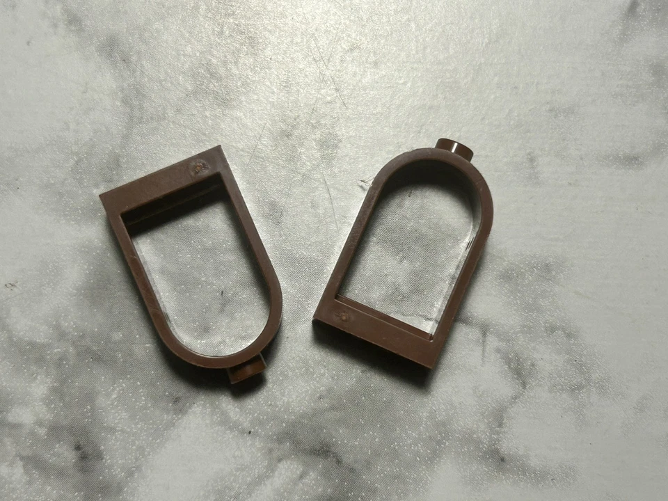 Lego Parts (2) ~ Reddish Brown Window 1 x 2 x 2 2/3 with Rounded Top ~ No 30044 - Image 1 of 1