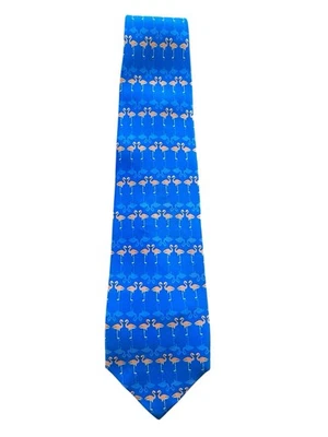 Nature's Accent - Blue & Pink Flamingo Design Tie - 100% Silk - Image 1 of 3