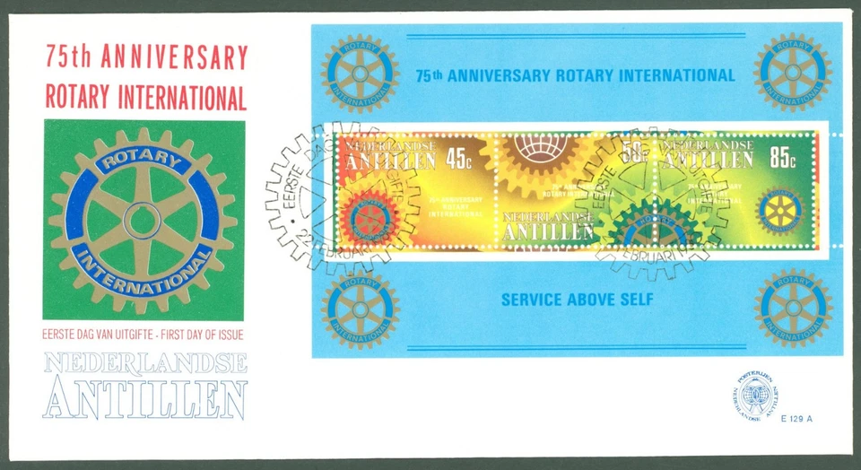 Colonies E85 Netherlands Antilles 1980 FDC Sheet - Rotary International 75 yrs - Image 1 of 1