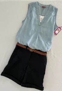 NWT Cute Vince Camuto Light Blue Sleeveless V-Neck Blouse / Top Small - Picture 1 of 10