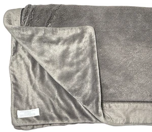 Restoration Hardware Luxe Faux Fur Throw Blanket Gray Cozy Plush Fleece 42x62" - Picture 1 of 10