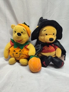 Vintage Disney’s Winnie The Pooh Witch Pumpkin 8” Bean Bag Plush 2000 Halloween - Picture 1 of 6