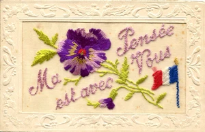 [WWI] Ma Pensee est avec Vous - Silk embroidered postcard - Bild 1 von 2
