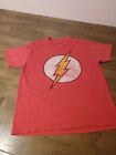 Flash Dc Comics T-Shirt Mens Size Large Red Distressed Style Fade Logo, Pre Owne