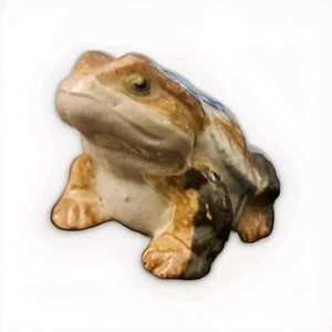 Vintage Bullfrog Steinzeug Keramik Figur selten Frosch Kröte 3"x3" - Bild 1 von 8