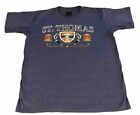 T-shirt Vintage St Thomas Wyspy Dziewicze Stanów Zjednoczonych w paski z pojedynczym haftem duży lato