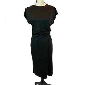 Halogen Short Sleeve Twist Front Black Sheath Dress - size XS - Picture 1 of 9
