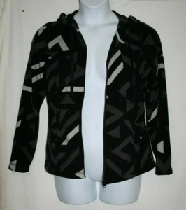 Athletic Works Misses MEDIUM 8/10 Jacket Soft Black Gray Fleece Hoodie Full Zip - Picture 1 of 8