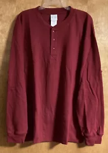 Mens John Blair Long Sleeve Waffle Knit Thermal Henley Shirt B04038 Brick XL NIP - Picture 1 of 12