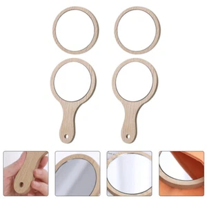 4 Pcs Handspiegel Holz Mit Griff Selfie Schminkspiegel Anfassen Student Frau - Bild 1 von 12