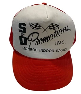 Mütze S & D Promotions Monroe Indoor Racing Vintage rot weiß Trucker Netz Druckknopflasche - Bild 1 von 8