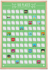 GIFT REPUBLIC 100 Places Scratch Off Bucket List A2 Poster Paper, Green