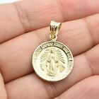 1" Round Textured Miraculous Mary Pendant Real 10K Yellow Gold