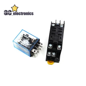12V DC Coil Power Relay LY2NJ DPDT 8 Pin HH62P JQX-13F With Socket Base A3GS - Picture 1 of 6
