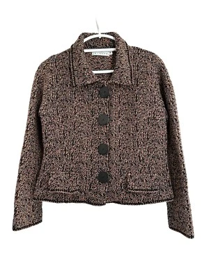 Cárdigan para mujer Willow botón grande tweed multicolor hecho en EE. UU. tejido pesado Foto 1 de 4