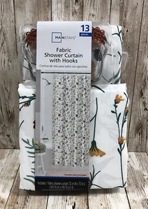 Wildflower 72x72 Fabric Shower Curtain With Roller Hooks New Floral Print - Picture 1 of 7
